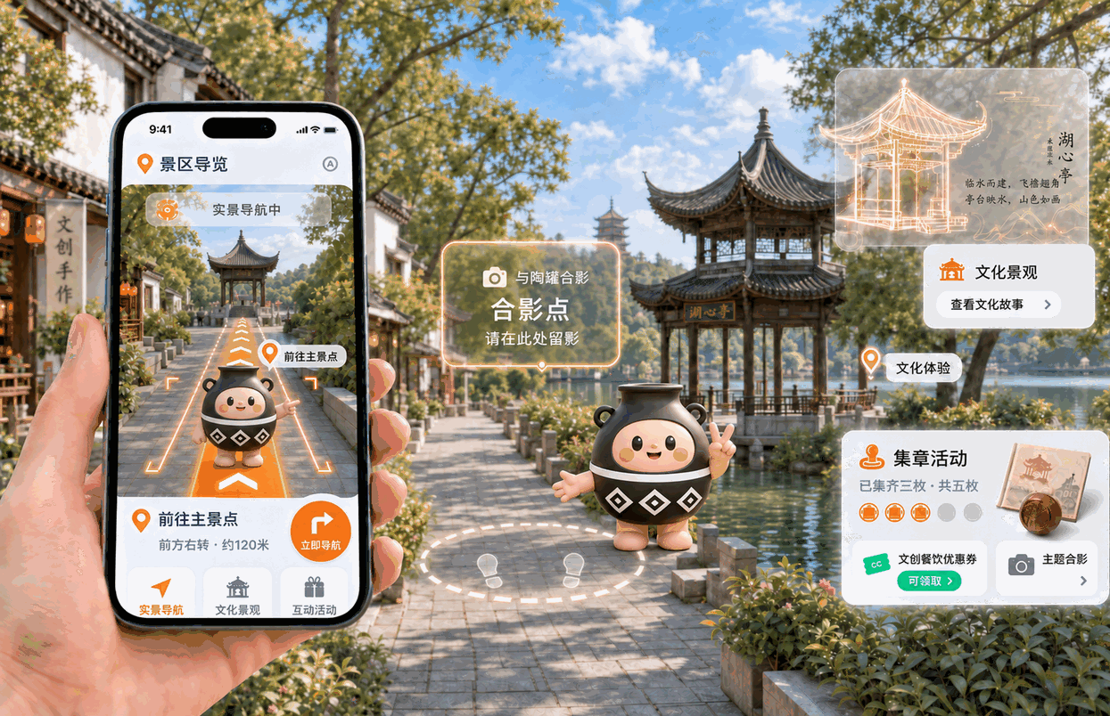AR 实景导航、文化景观与互动活动展示